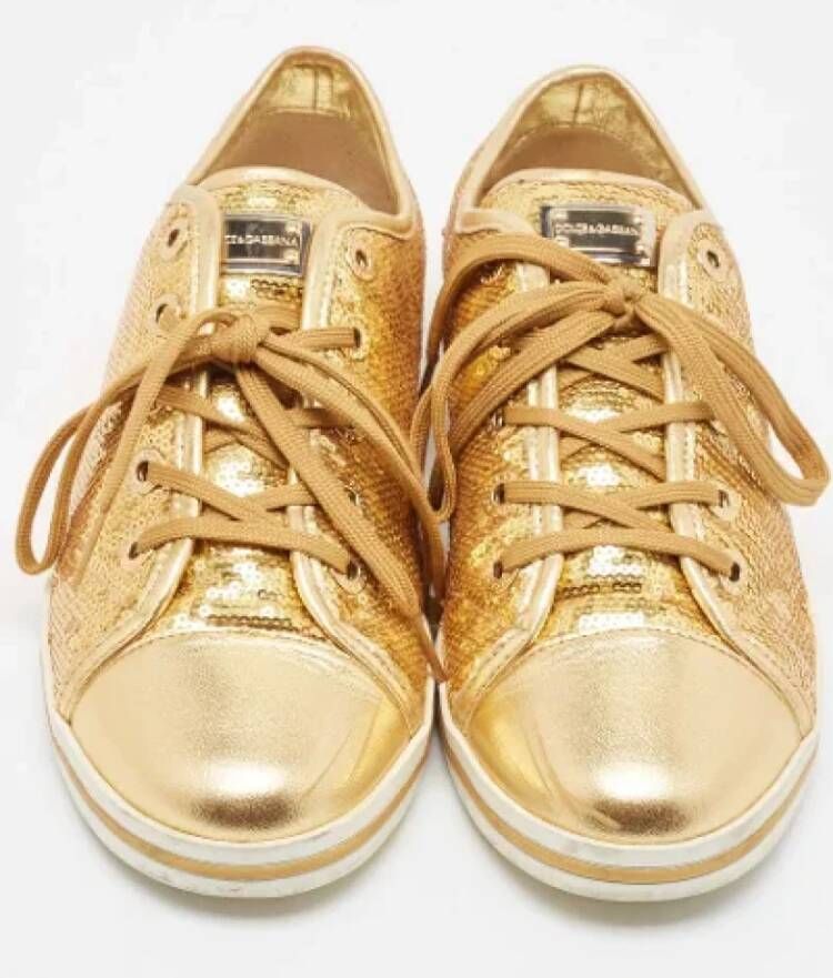 Dolce & Gabbana Pre-owned Leather sneakers Yellow Dames