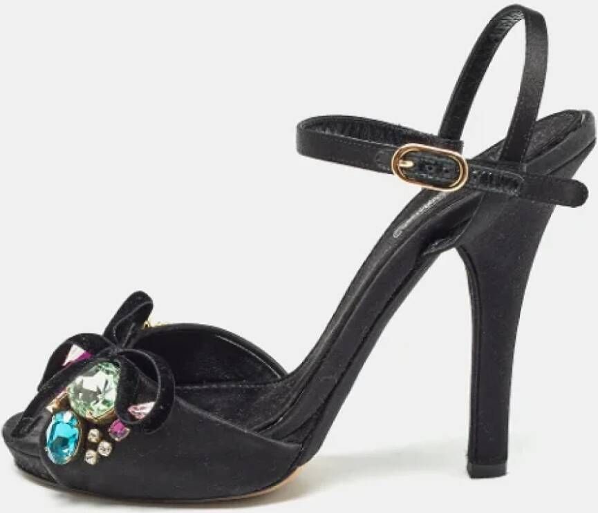 Dolce & Gabbana Pre-owned Satin sandals Black Dames