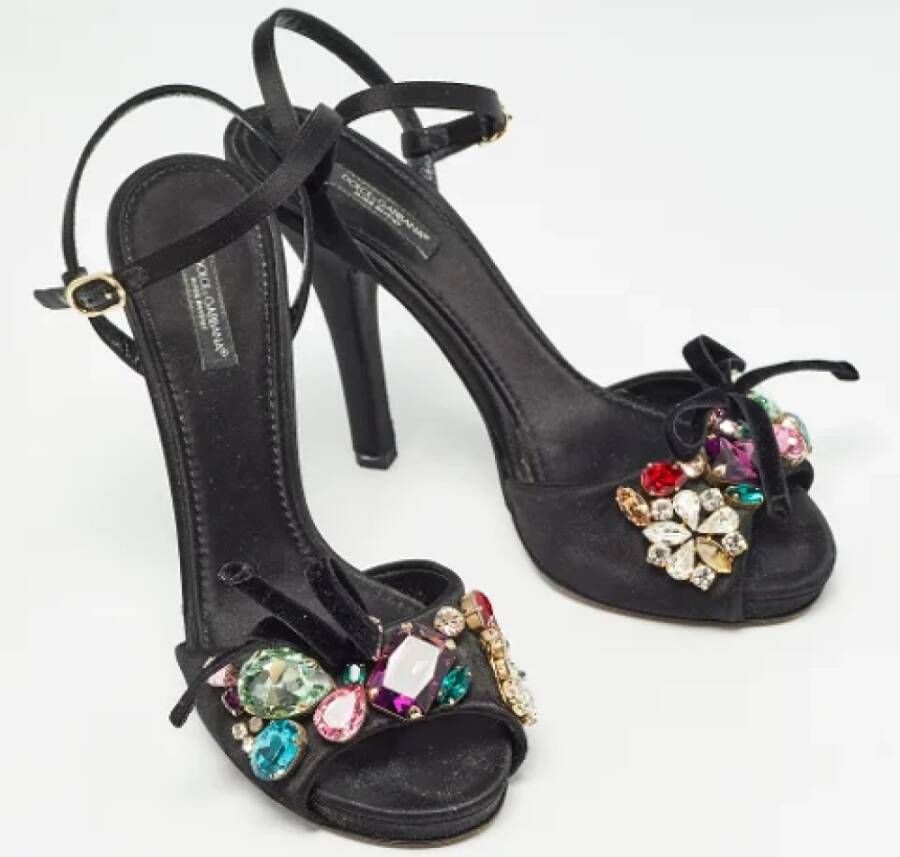 Dolce & Gabbana Pre-owned Satin sandals Black Dames