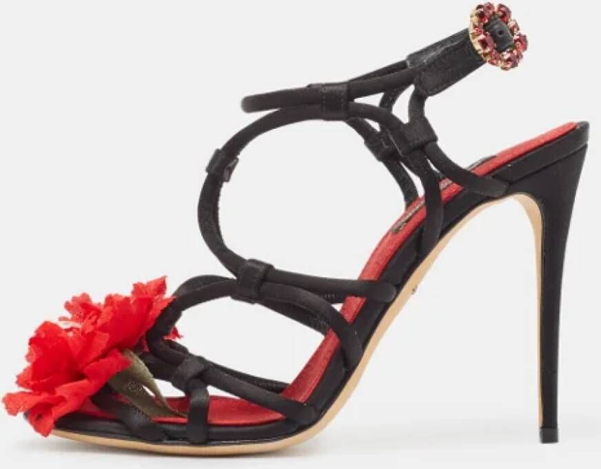 Dolce & Gabbana Pre-owned Satin sandals Black Dames