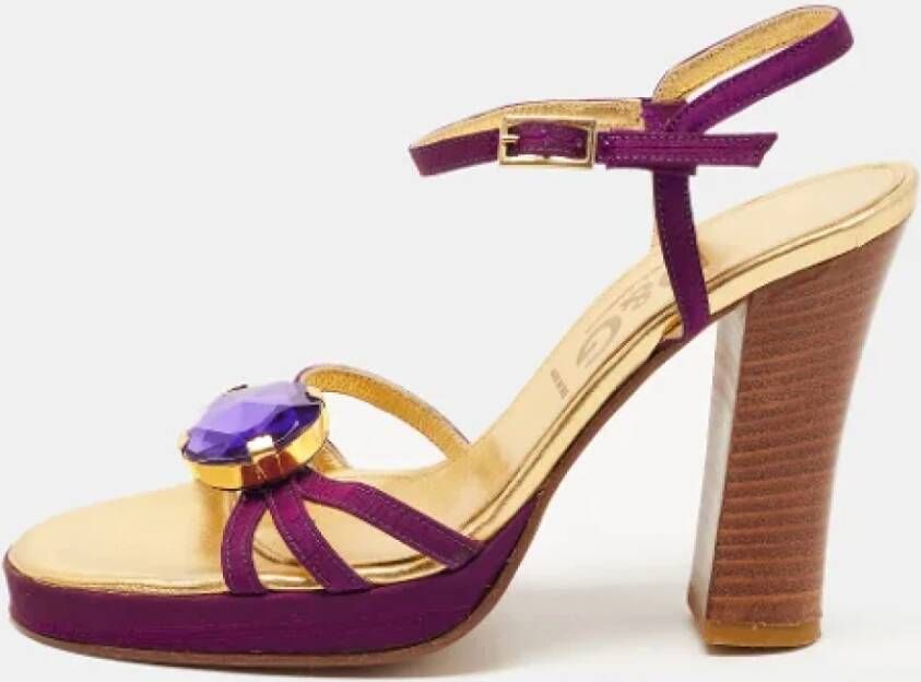 Dolce & Gabbana Pre-owned Satin sandals Purple Dames