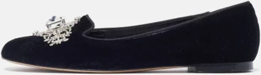 Dolce & Gabbana Pre-owned Velvet flats Black Dames