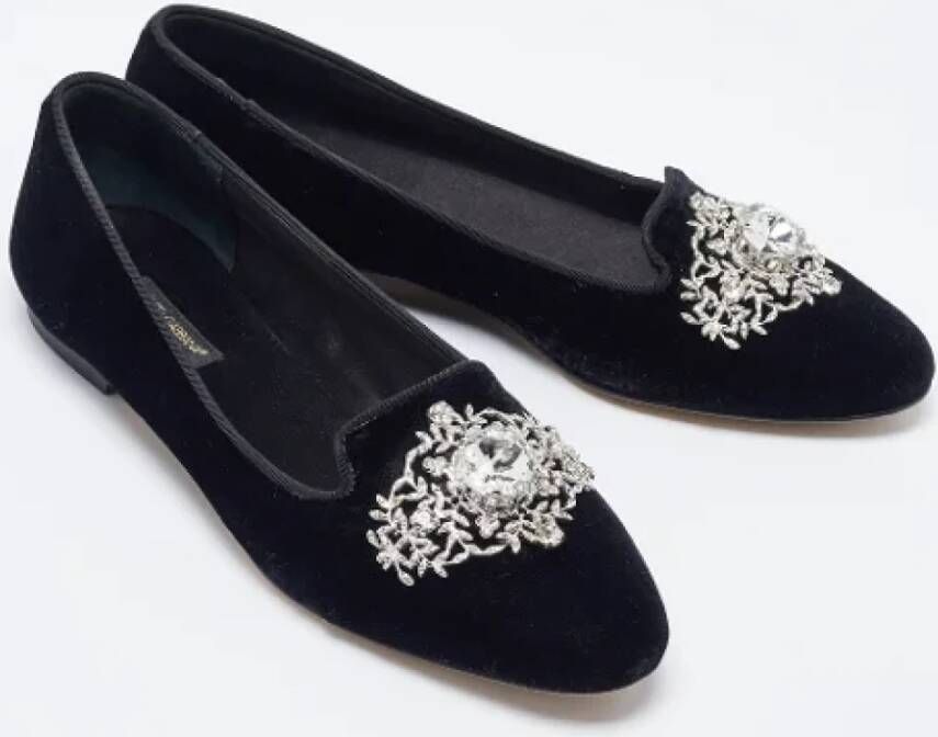 Dolce & Gabbana Pre-owned Velvet flats Black Dames