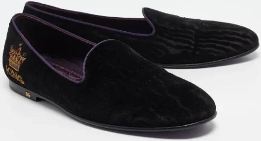 Dolce & Gabbana Pre-owned Velvet flats Black Heren