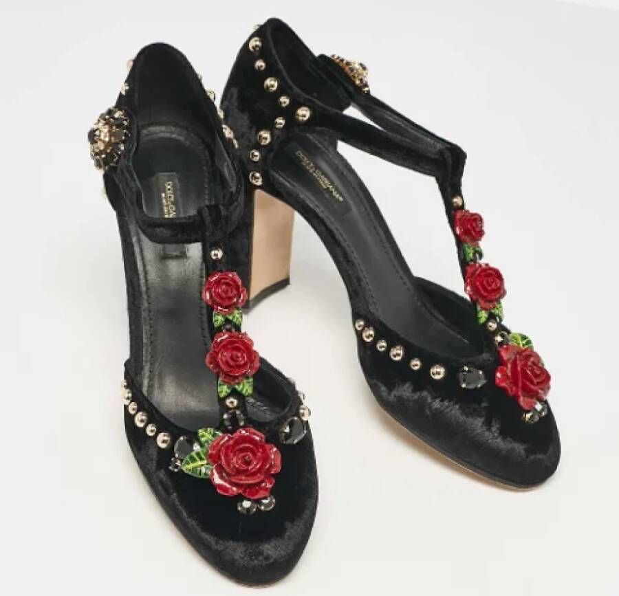 Dolce & Gabbana Pre-owned Velvet heels Black Dames