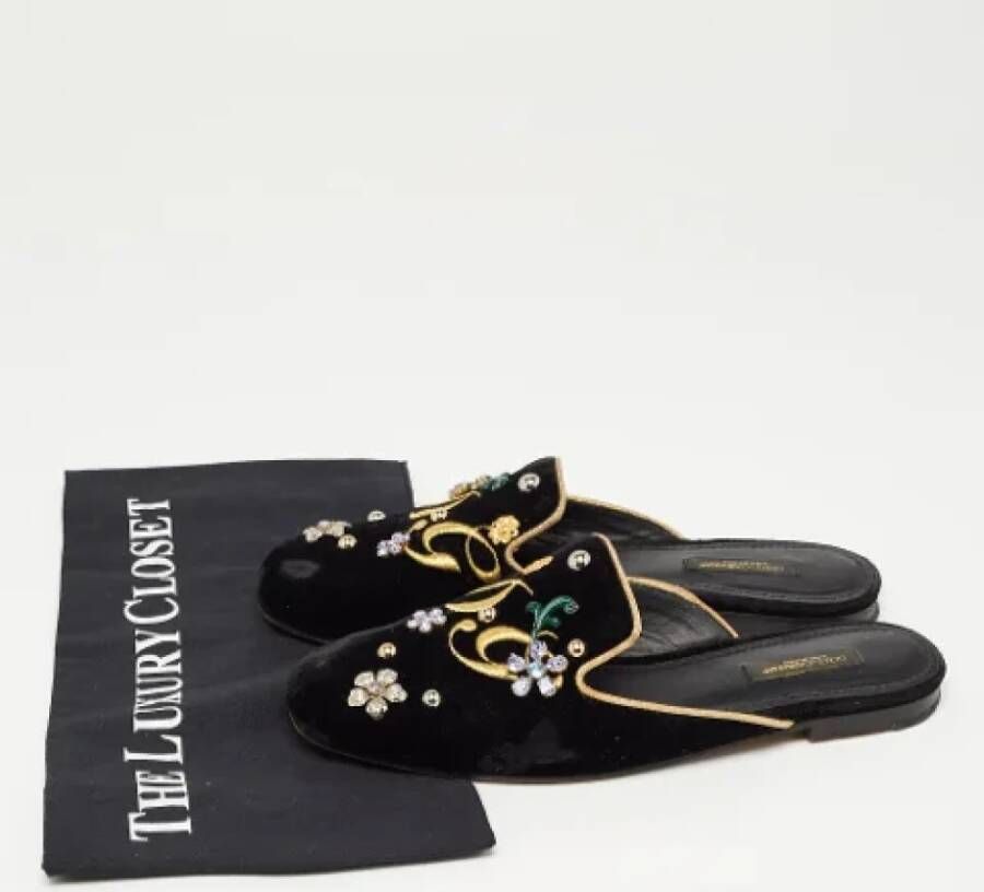 Dolce & Gabbana Pre-owned Velvet mules Black Dames