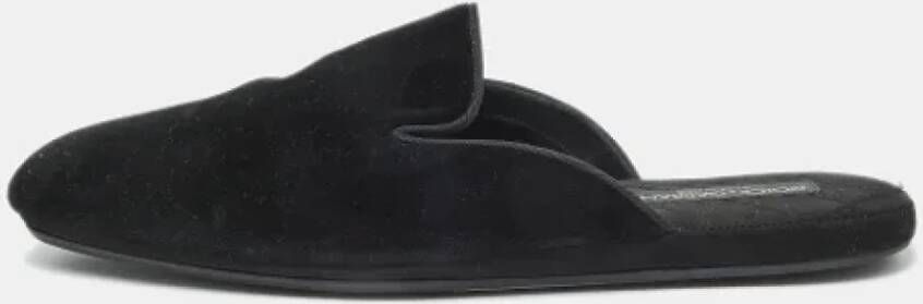 Dolce & Gabbana Pre-owned Velvet mules Black Heren