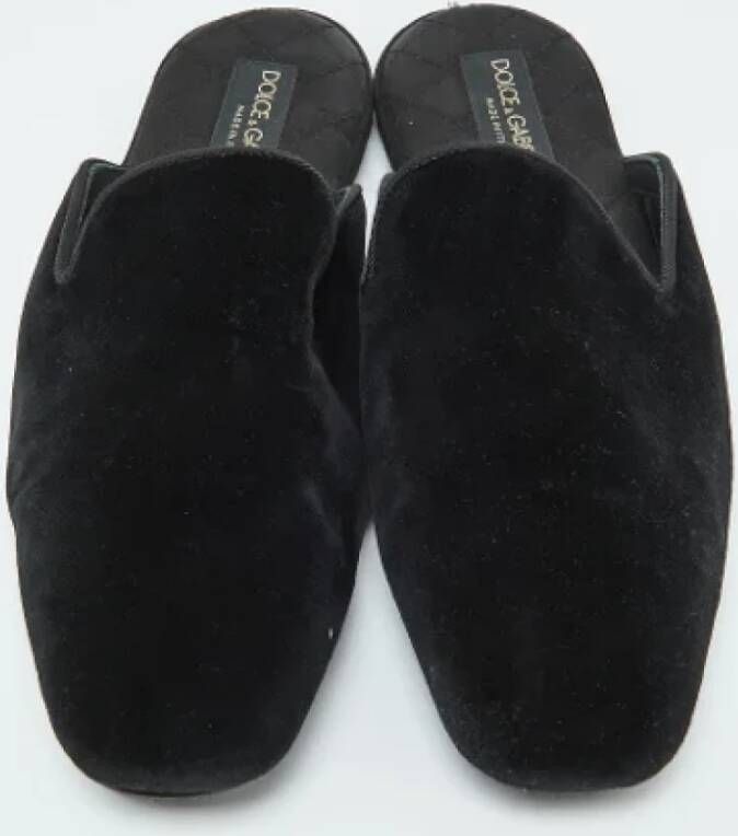 Dolce & Gabbana Pre-owned Velvet mules Black Heren