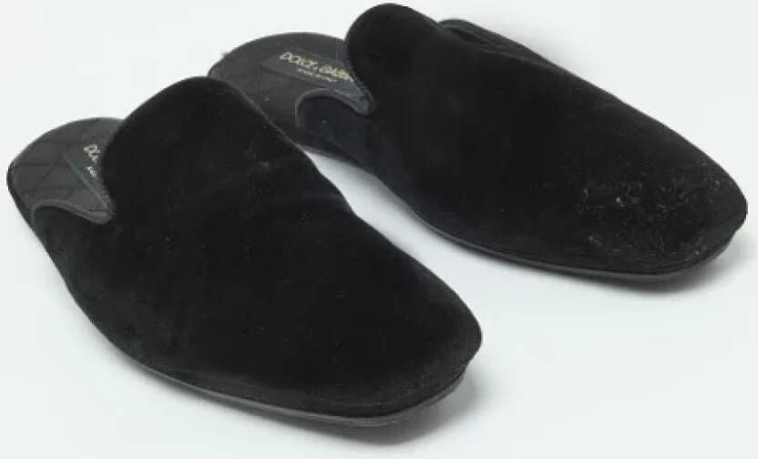 Dolce & Gabbana Pre-owned Velvet mules Black Heren