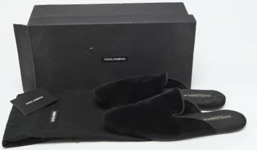 Dolce & Gabbana Pre-owned Velvet mules Black Heren