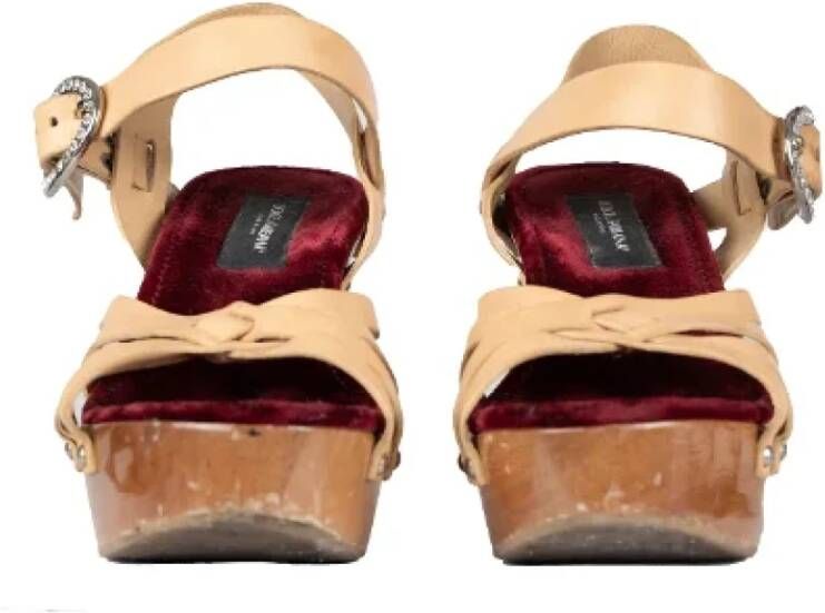 Dolce & Gabbana Pre-owned Velvet sandals Beige Dames