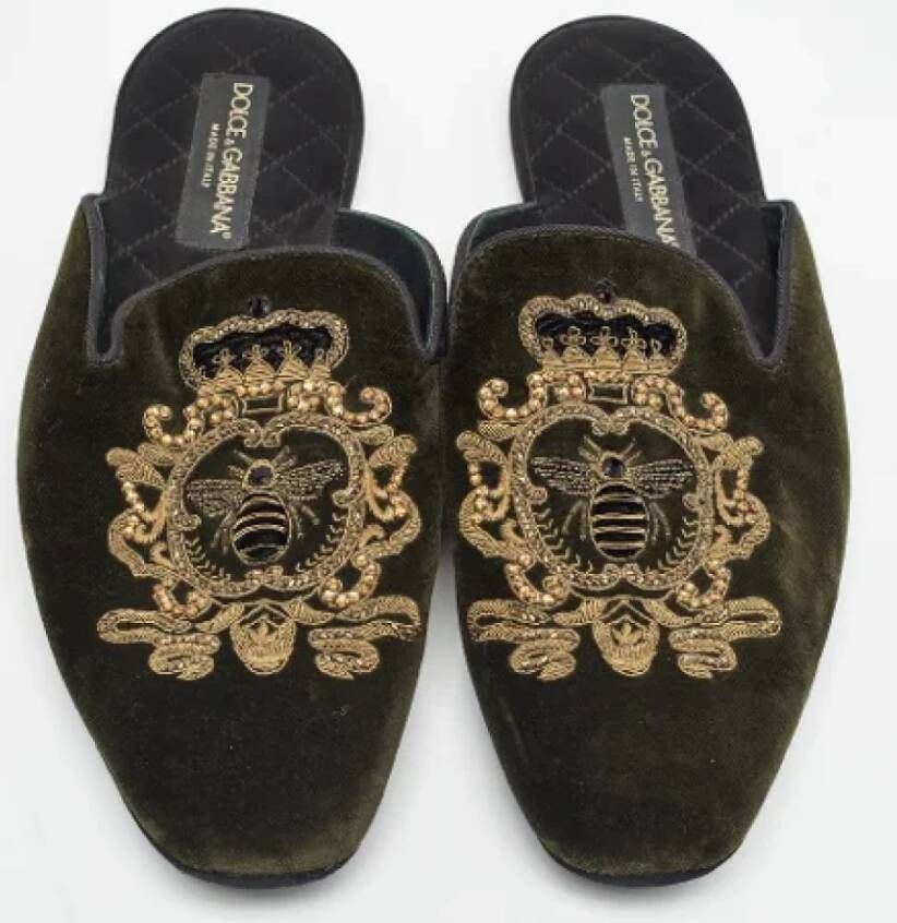 Dolce & Gabbana Pre-owned Velvet sandals Green Heren