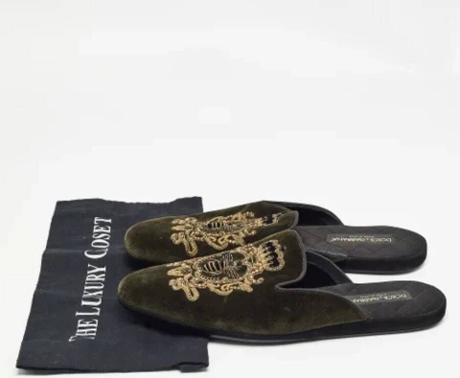 Dolce & Gabbana Pre-owned Velvet sandals Green Heren