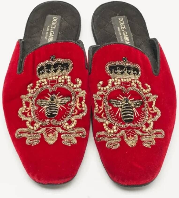 Dolce & Gabbana Pre-owned Velvet sandals Red Heren