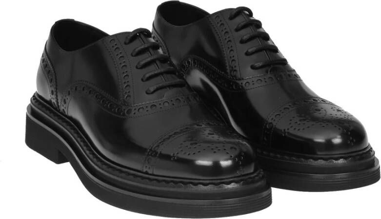 Dolce & Gabbana Premium Zwarte Leren Veterschoenen Black Heren