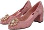 Dolce & Gabbana Roze Taormina Kant Kristal Pumps Pink Dames - Thumbnail 2