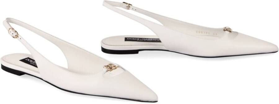 Dolce & Gabbana Puntige Neus Slingback Pumps met Uitgesneden Detail White Dames