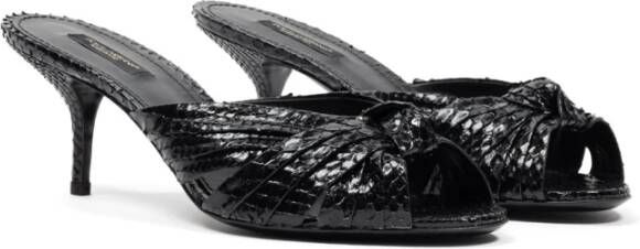 Dolce & Gabbana Python Leren Ciabatta Sandalen Black Dames