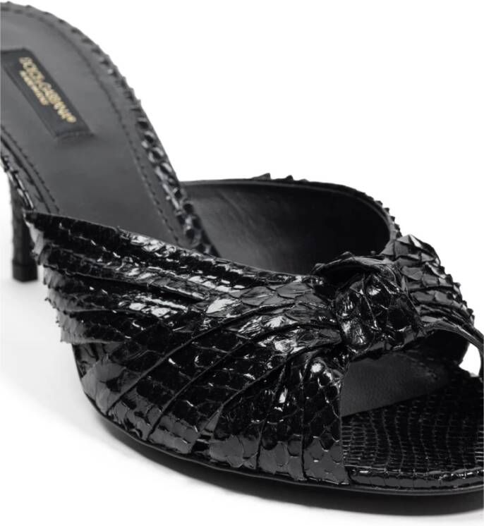 Dolce & Gabbana Python Leren Ciabatta Sandalen Black Dames