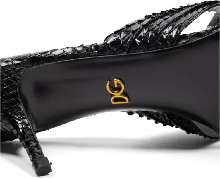 Dolce & Gabbana Python Leren Ciabatta Sandalen Black Dames