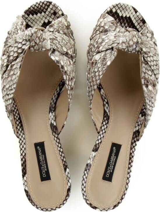 Dolce & Gabbana Python Leren Knotted Sandalen Beige Dames