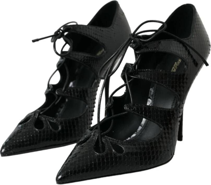 Dolce & Gabbana Python Leren Mary Jane Pumps Schoenen Black Dames