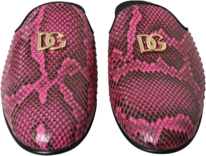 Dolce & Gabbana Python Logo Platte Sandalen Schoenen Multicolor Dames