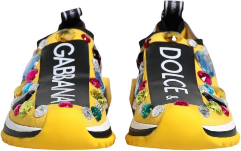 Dolce & Gabbana Rhinestone Lage Sneakers Geel Yellow Dames