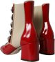 Dolce & Gabbana Rode Beige Leren Versierde Mid Calf Laarzen Red Dames - Thumbnail 4