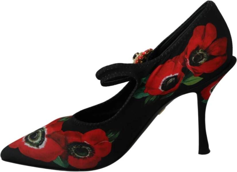 Dolce & Gabbana Rode Bloemen Kristal Mary Janes Pumps Multicolor Dames