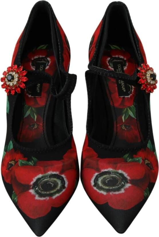 Dolce & Gabbana Rode Bloemen Kristal Mary Janes Pumps Multicolor Dames