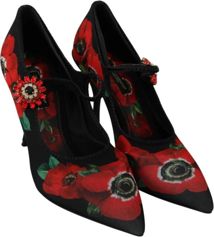 Dolce & Gabbana Rode Bloemen Kristal Mary Janes Pumps Multicolor Dames