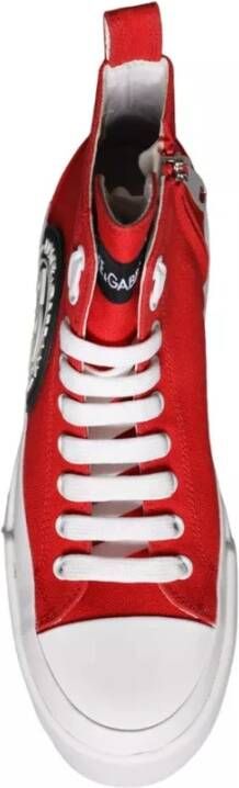 Dolce & Gabbana Rode Canvas Logo High Top Sneakers Laarzen Schoenen Red Dames