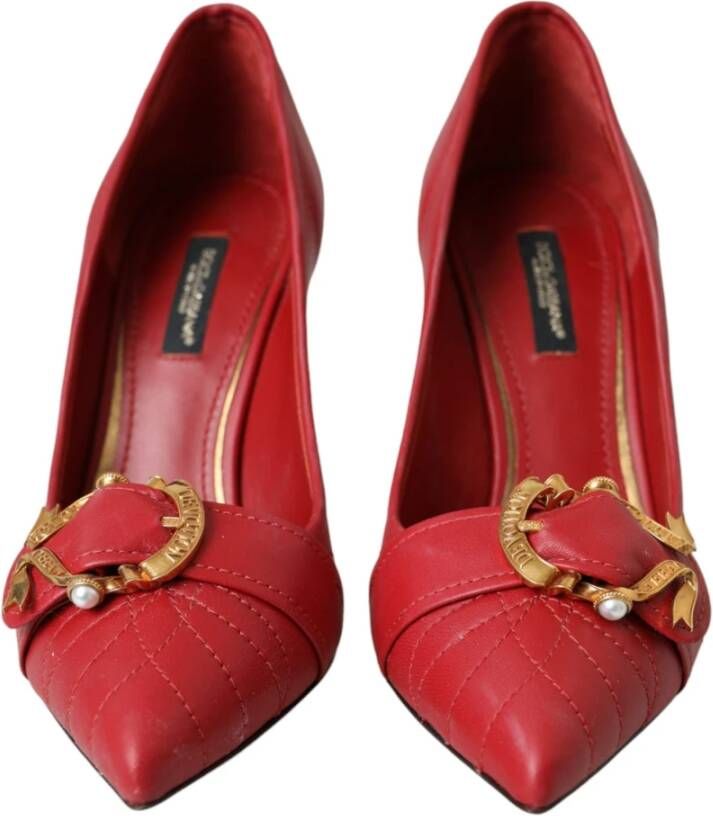 Dolce & Gabbana Rode Devotie Leren Hakken Pumps Schoenen Red Dames