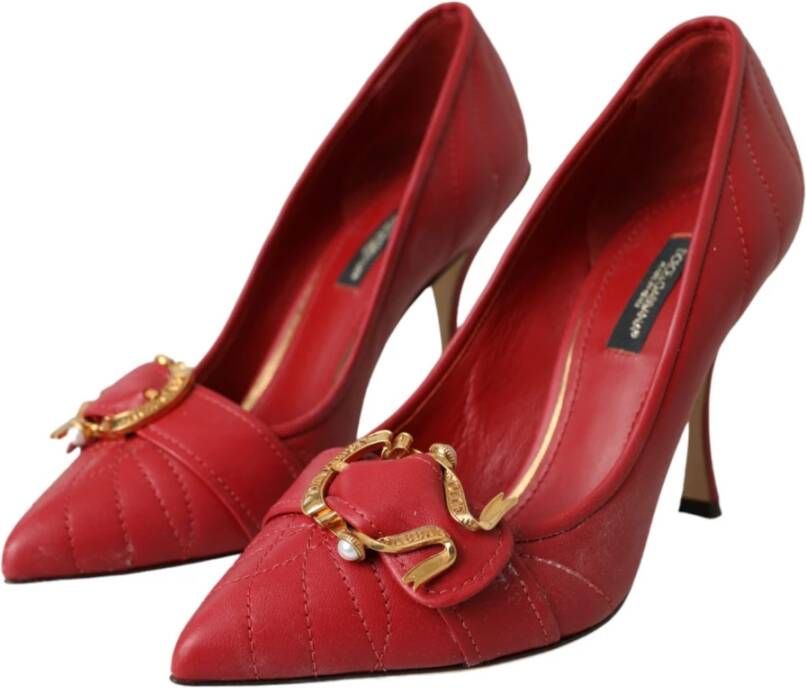 Dolce & Gabbana Rode Devotie Leren Hakken Pumps Schoenen Red Dames