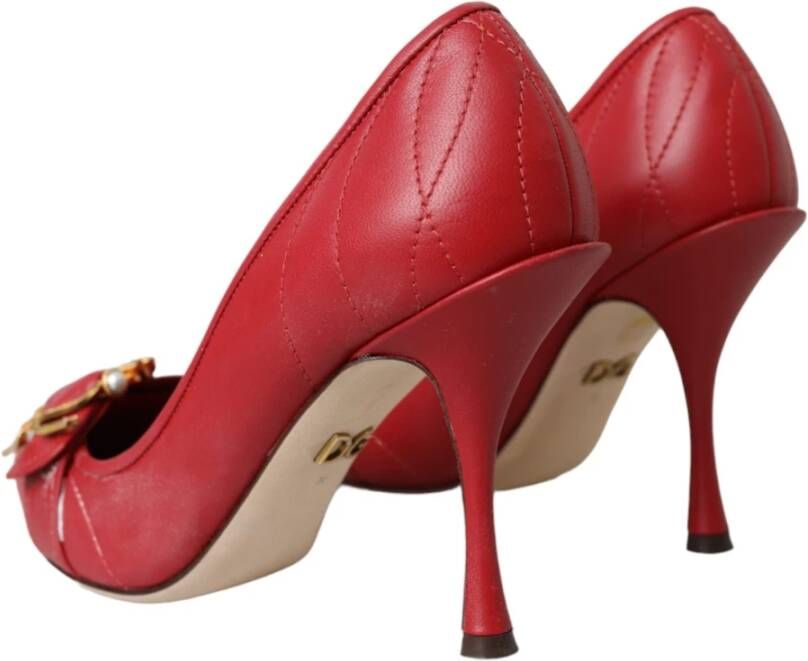 Dolce & Gabbana Rode Devotie Leren Hakken Pumps Schoenen Red Dames