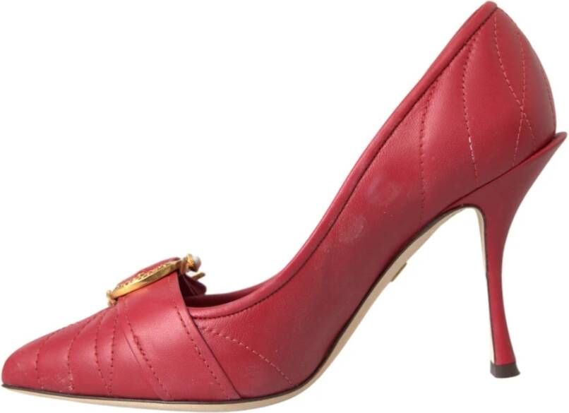 Dolce & Gabbana Rode Devotie Leren Hakken Pumps Schoenen Red Dames