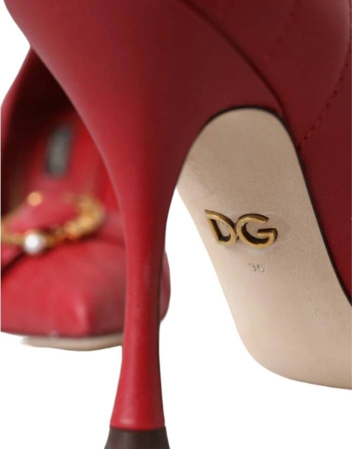 Dolce & Gabbana Rode Devotie Leren Hakken Pumps Schoenen Red Dames