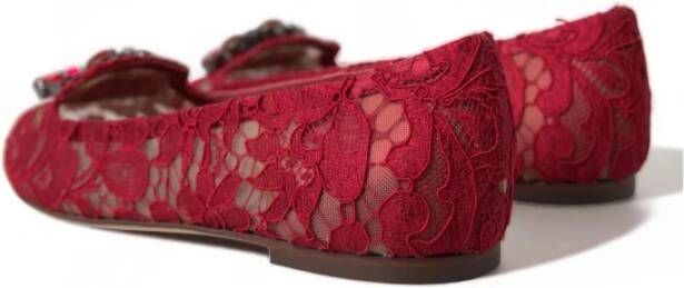 Dolce & Gabbana Rode Kant Kristal Flats Red Dames