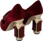 Dolce & Gabbana Rode Kristal Fluweel Mary Janes Hakken Red Dames - Thumbnail 3