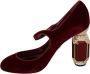 Dolce & Gabbana Rode Kristal Fluweel Mary Janes Hakken Red Dames - Thumbnail 4