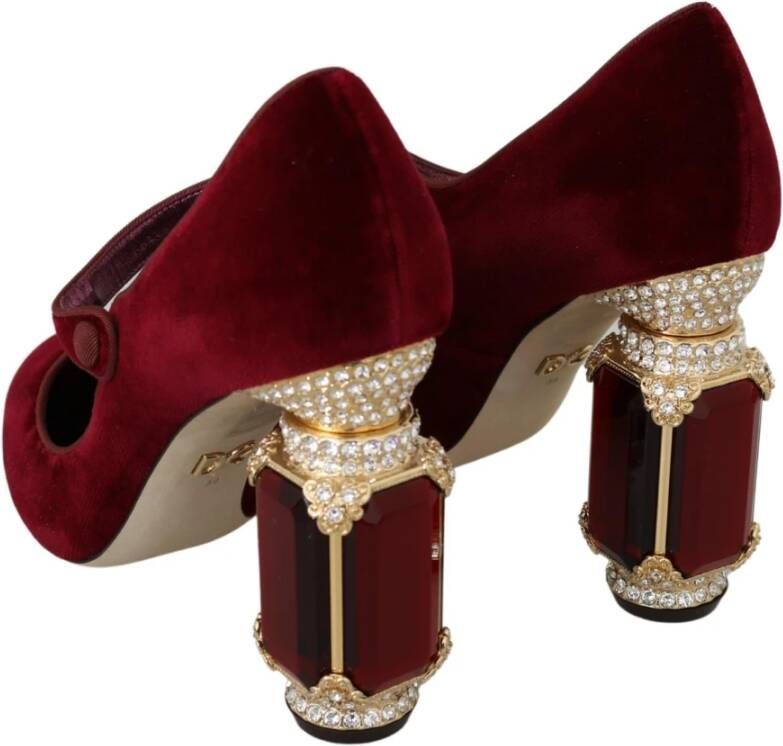 Dolce & Gabbana Rode Kristal Mary Janes Hakken Red Dames