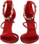 Dolce & Gabbana Kristal Enkelband Rode Sandalen Red Dames - Thumbnail 2