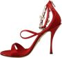 Dolce & Gabbana Kristal Enkelband Rode Sandalen Red Dames - Thumbnail 5