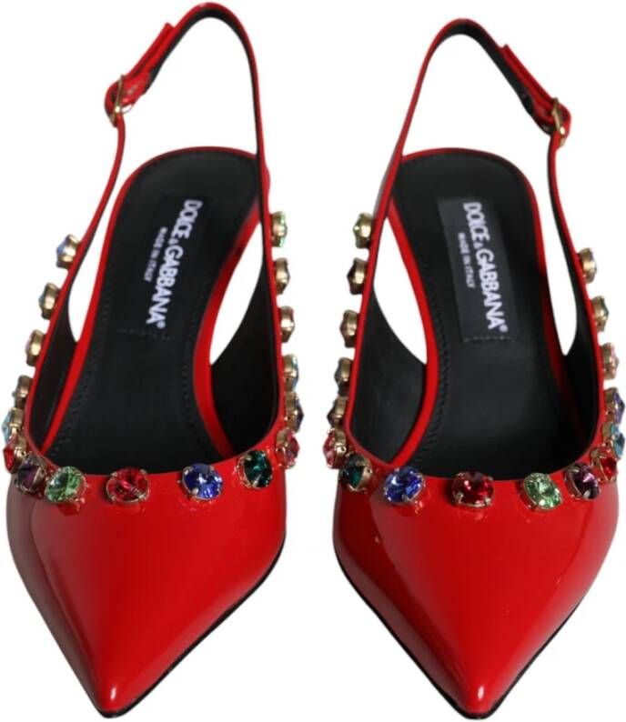 Dolce & Gabbana Rode Kristal Slingback Hakken Red Dames