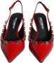 Dolce & Gabbana Rode Kristal Slingback Hakken Red Dames - Thumbnail 2