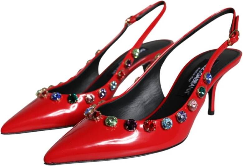 Dolce & Gabbana Rode Kristal Slingback Hakken Red Dames