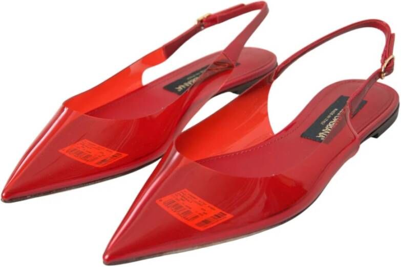 Dolce & Gabbana Rode Lakleren Slingback Flats Red Dames