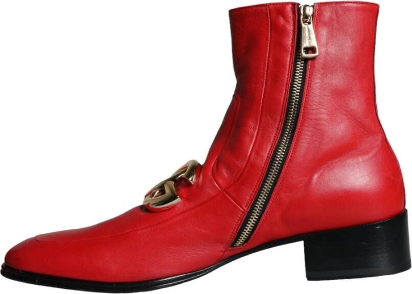 Dolce & Gabbana Rode Lamsvacht Leren Herenlaarzen Red Heren