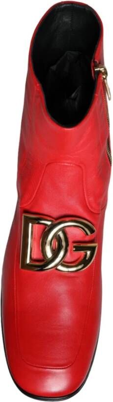 Dolce & Gabbana Rode Lamsvacht Leren Herenlaarzen Red Heren